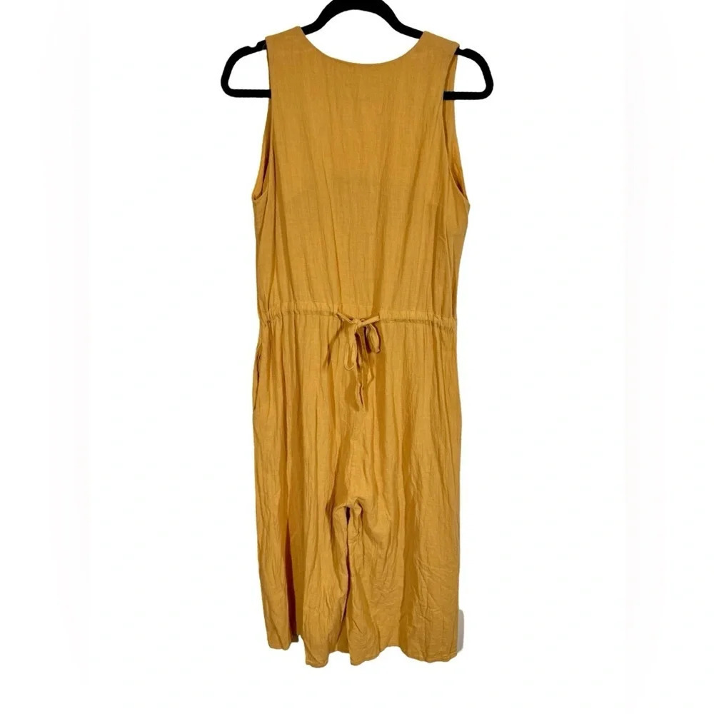 7115 BY SZEKI Wide Legged Linen Cotton Jumpsuit in Golden Yellow - Picture 10 of 13